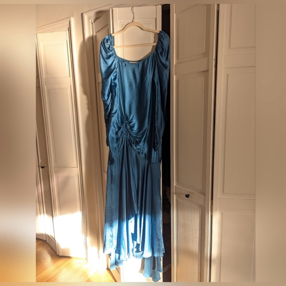💙ROCOCO SAND Poppy Gown sz XS Dark Turquoise Maxi Long Dress NWT Reg $498💙 - Picture 4 of 12
